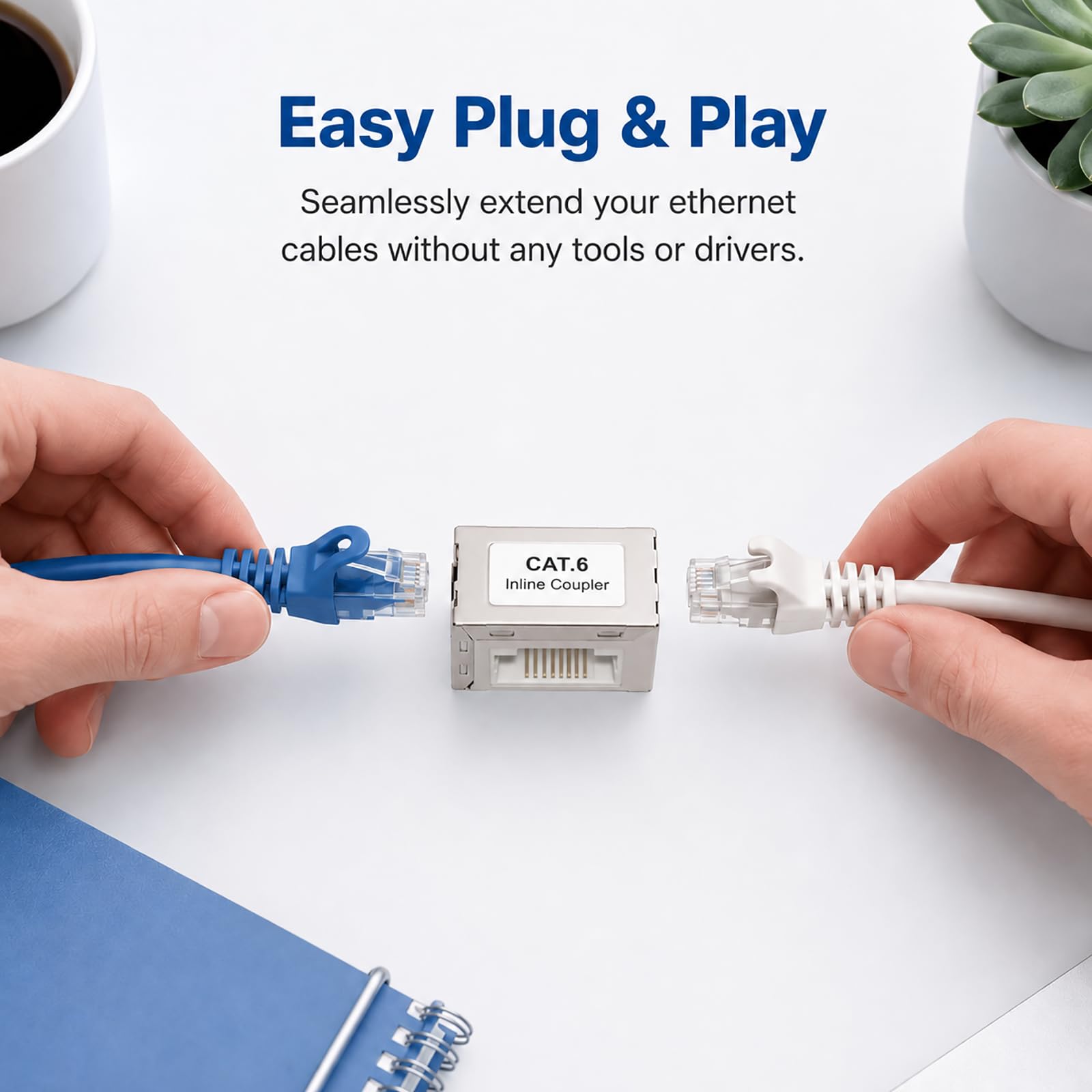 5er RJ45 Kupplung Adapter, Lan Kabel Verlängerung Cat6 Kupplung Ethernet Patchkabel Verlängerung Metall Buchse Goldkontakte geschirmt kompatibel mit Router Switch PC TV PS4 Modem Netzwerk