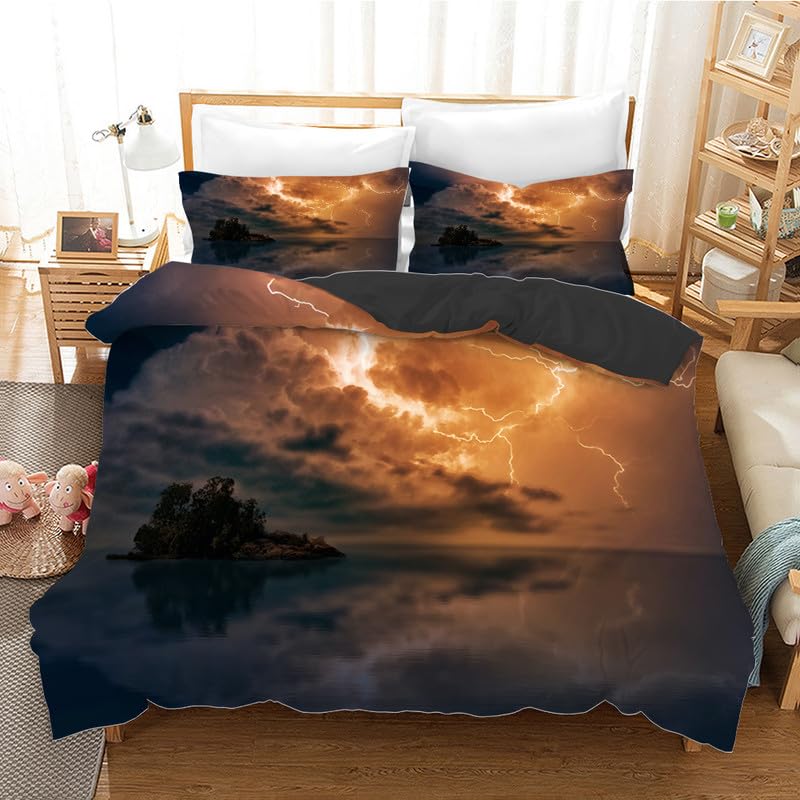 Housse de couette 140x200 cm en microfibre brun avec 2 taies d'oreiller