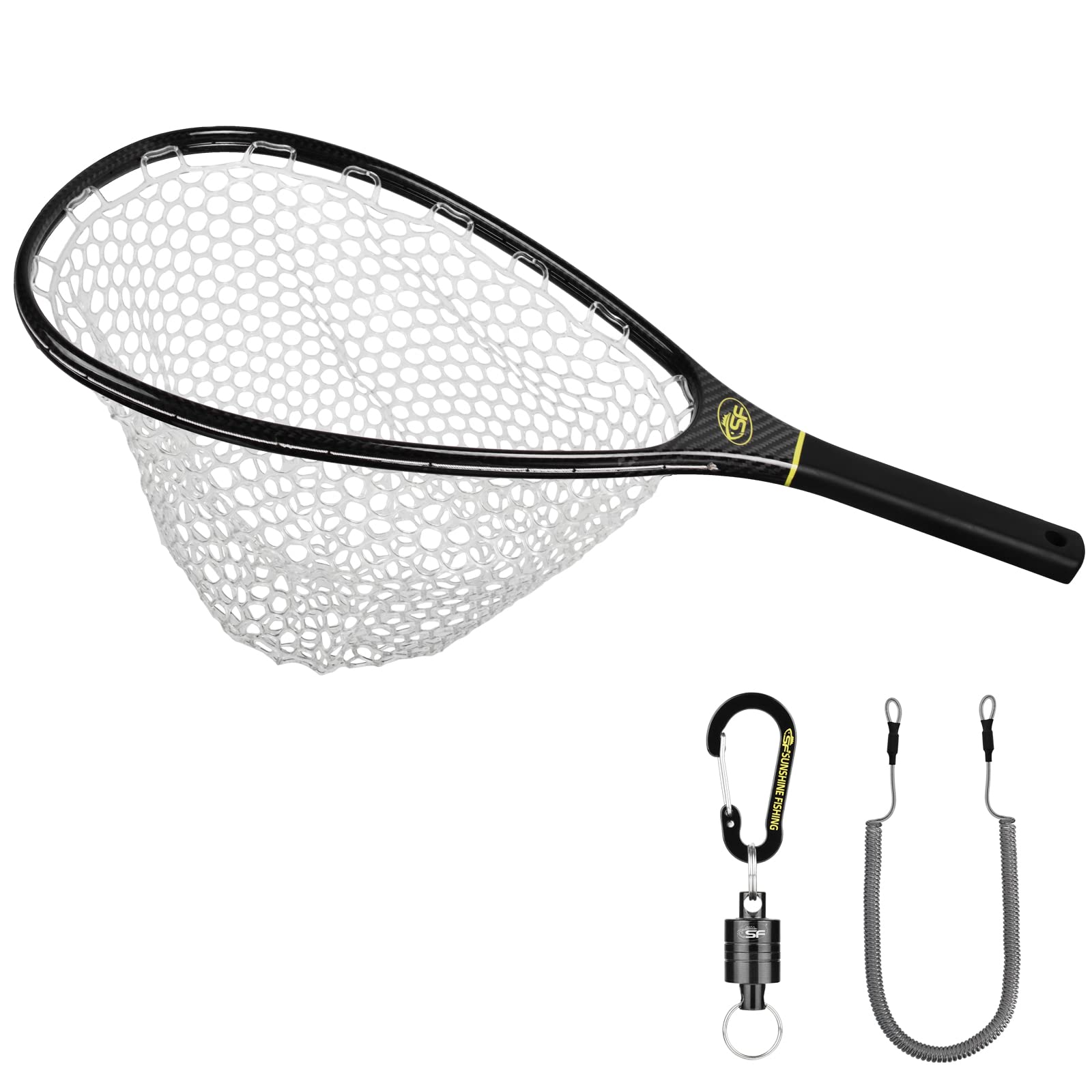 SF Fly Fishing Landing Net Soft Rubber Mesh Trout Net Catch and Release Net
