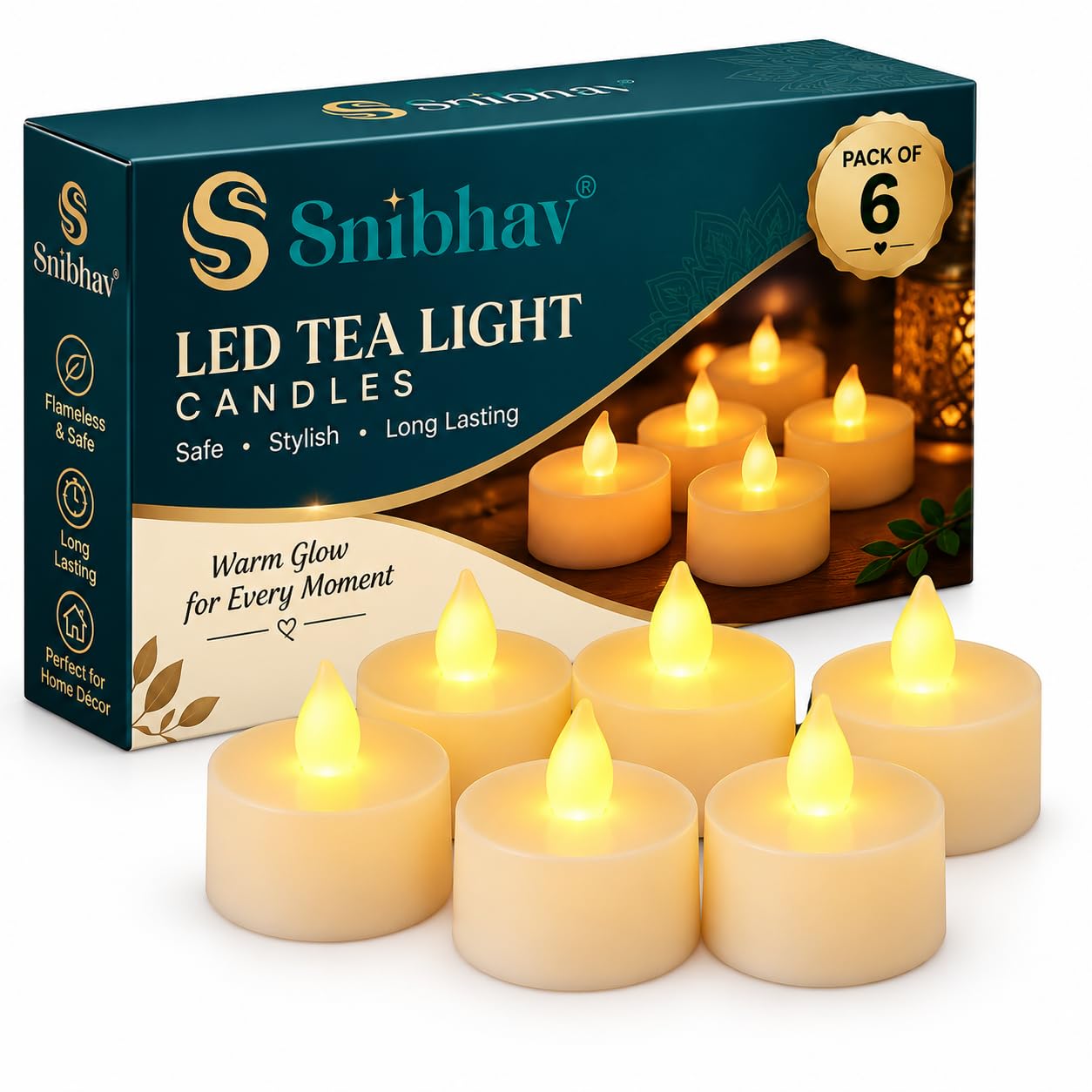 LED Tea Lights - Warm White Set of 12 -13