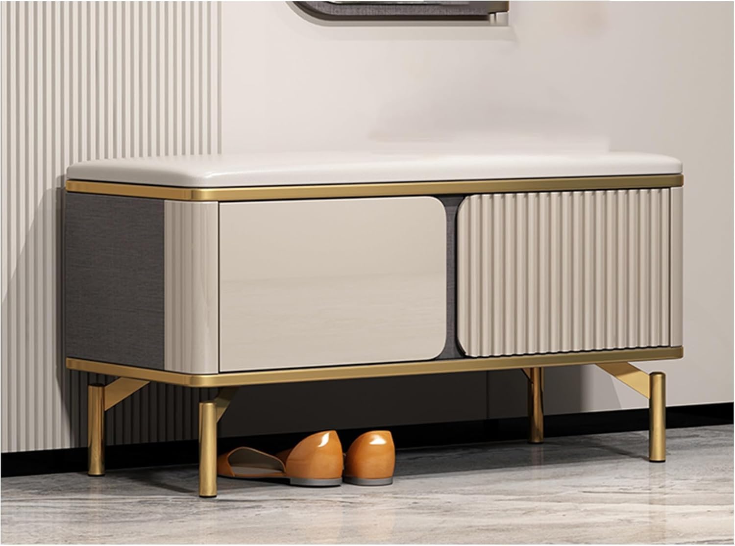 Banc d'entrée moderne en similicuir haut de gamme pour chambre