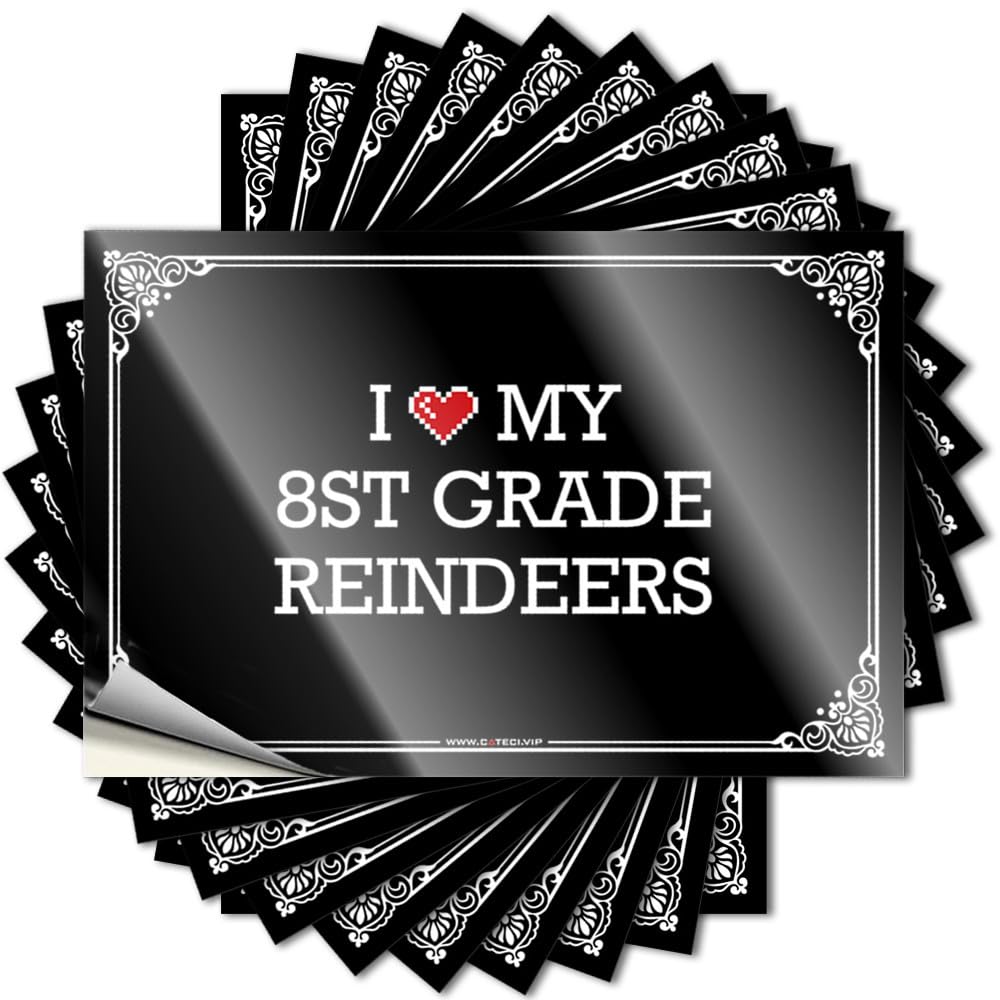 Sticker Guest Bathroom Decor | Cozy Helmet I Love My 8st Grade Reindeers for Mold(8X12CM)