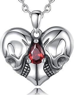 CELESTIA Skull Necklace Womens Santa Muerte Skeleton Pendant Sterling Silver Gothic Jewellery Gifts for Women Birthday Valentines Day Halloween