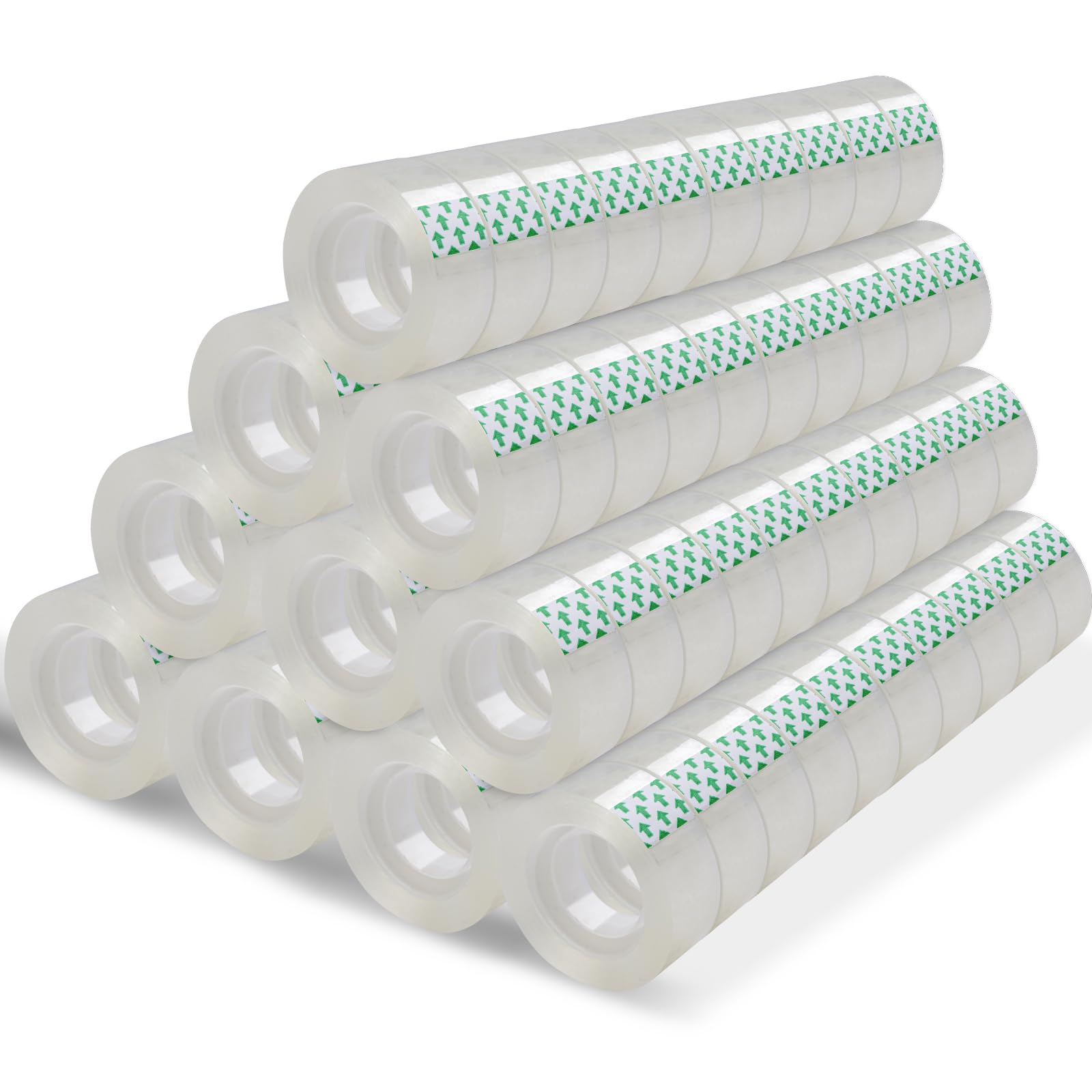 100 rotoli di nastro trasparente di ricambio, per dispenser di nastro trasparente, nastro invisibile da scrivania, nastri lucidi per confezioni regalo, per dispenser, ufficio, scuola, casa, 0,9 x 2,5