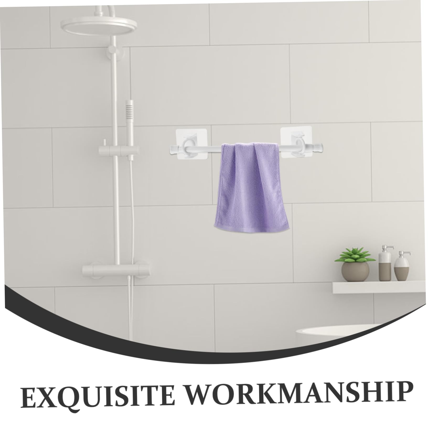 Cabilock 2sets Tension Shower Curtain Rod Hooks Telescopic Bar for Bathroom No Drill Installation Smooth Surface Mounting Versatile Use for Various Spaces