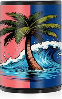 Tropical Tree Red Navy Decorative Smokeless Ashtrays For Cigarettes For Cars with lid smell proof Stainless Steel Portable Smokeless Patio Cigarette Butt Receptacle Ash Tray With Cover for
