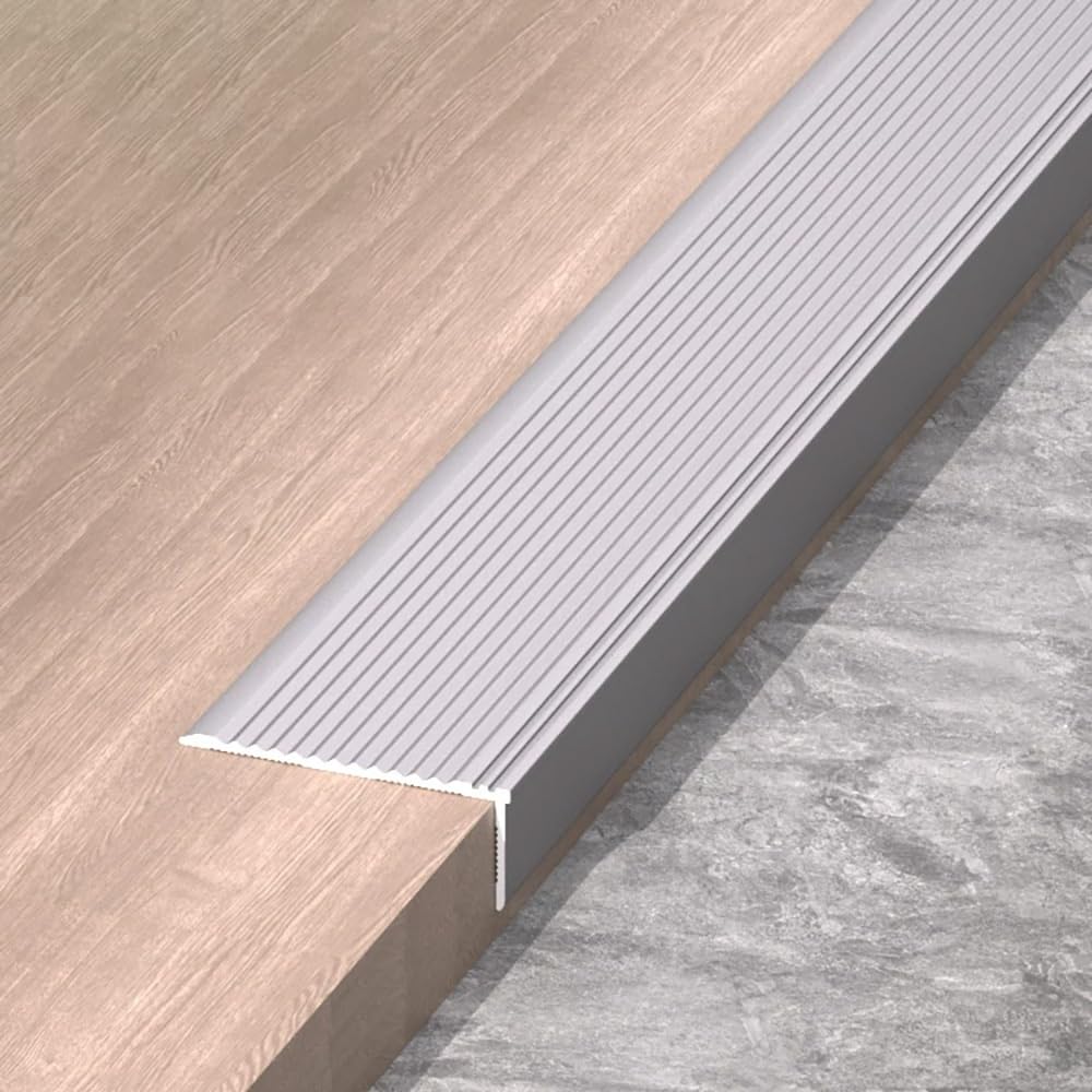 Aluminio Perfil De Protección para Borde De Escalón, Perfiles De Peldaños Forma De L, Esquina Para Cantos, Para Interiores Y Exteriores(Silver,5 * 2cm/2 * 0.78in)