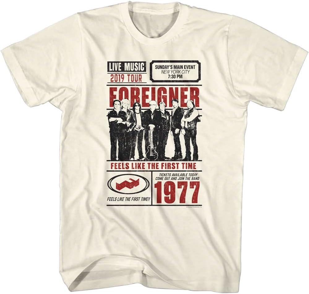 American Classics Foreigner 80s Band Live Tour Poster Adult Short Sleeve T-Shirts Graphic Tees