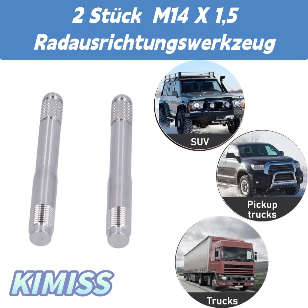 2pcs Strumento di Allineamento delle Ruote, KIMISS Perni di Allineamento dei Perni delle Ruote Guida di Montaggio delle Ruote M14 X 1,5 Strumento di Installazione dei Prigionieri delle Ruote in