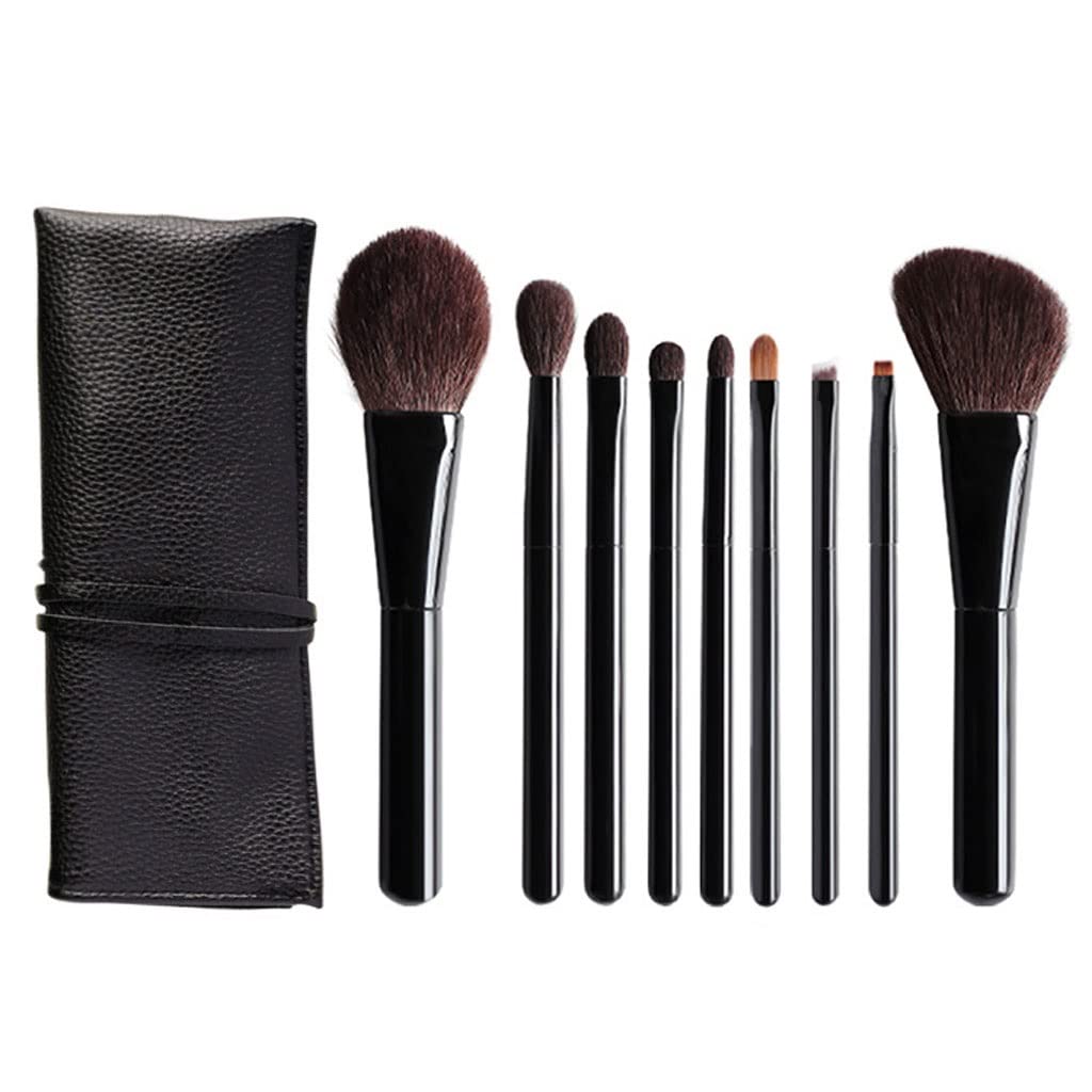 9 pinceaux de Maquillage Sac en Cuir Ensemble de pinceaux de Maquillage Portables Outils de beauté