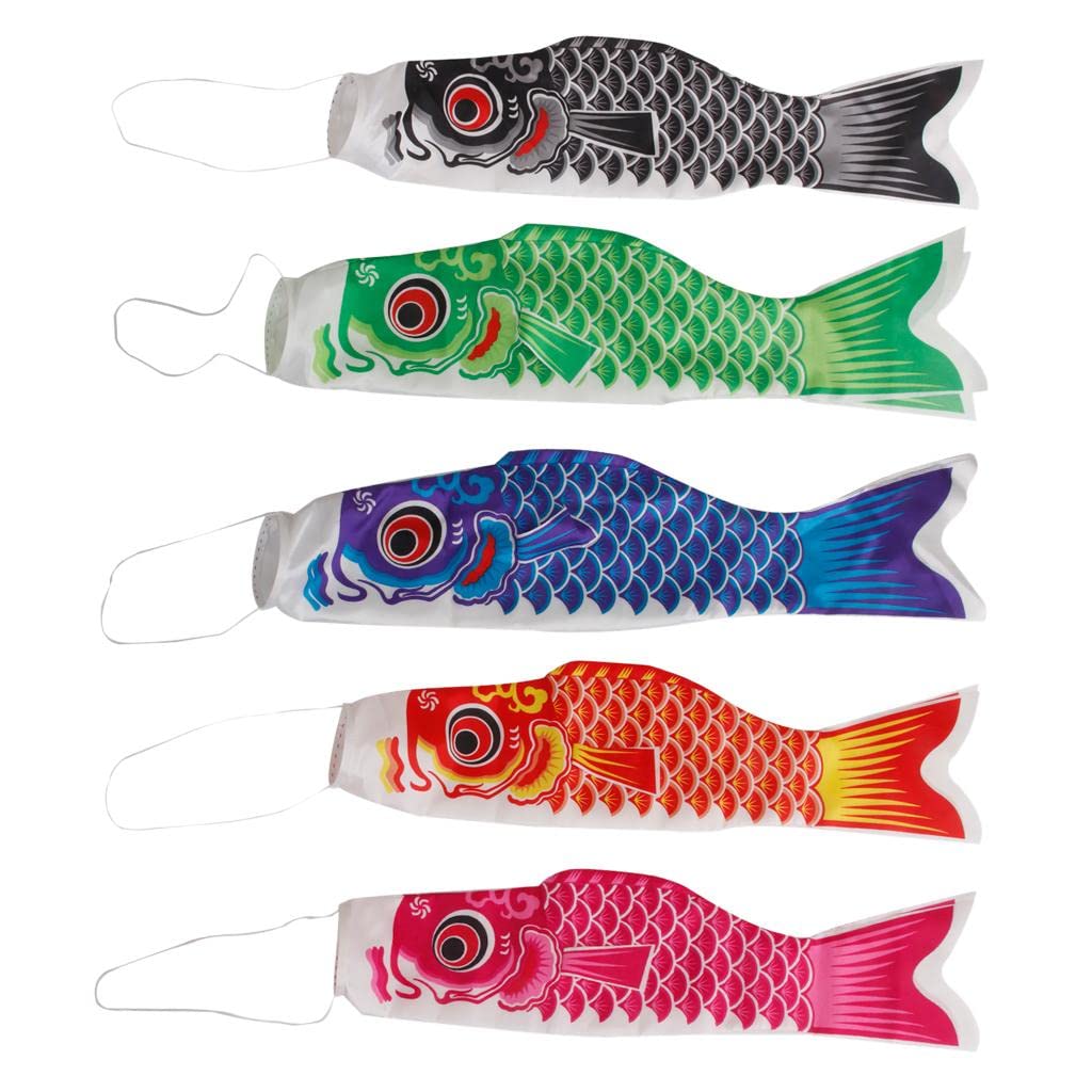 Gazechimp Lot de 5pcs 40cm Japonais Banderole Koinobori en Forme de Carpe Couleur Différent