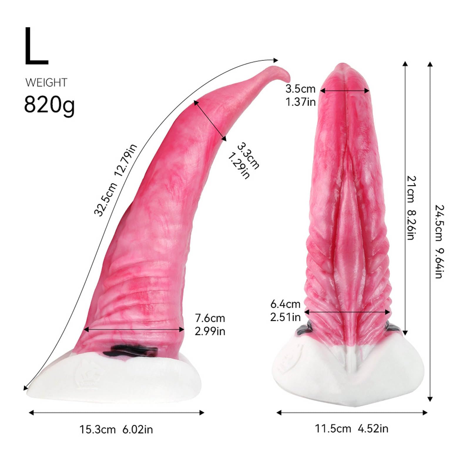 dildo a forma di lingua, dildo anale fantasy drago con ventosa, plug anale in silicone liquido lingua dildo, dildo da equitazione giocattoli sessuali per adulti per donne uomini e coppie (L)
