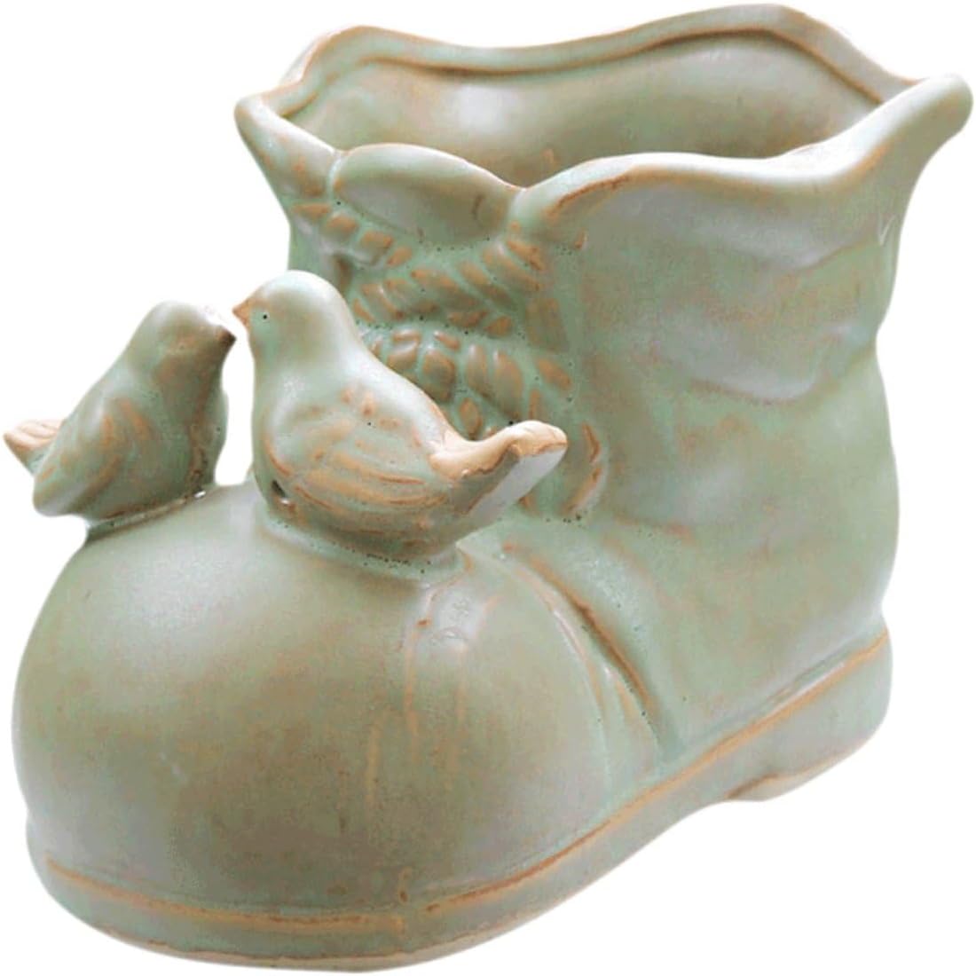 Shoe-Shaped Ceramic Succulent Pot Garden Planter for Outdoor Indoor Use Creative Green Gardening Flower Pot Decor