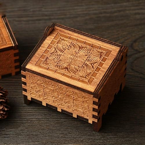 Miniatura 4 de Youtang Swan Lake - Caja de música de madera grabada con mecanismo de mecanismo de cuerda de 18 notas, color marrón