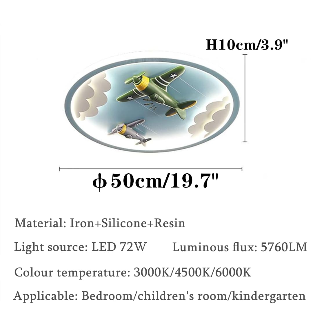 Lampa sufitowa LED dla dzieci kreskówka niebieski design samolot żyrandol 72 W ściemnialne lampy sufitowe dla dzieci 50 cm chłopiec sypialnia salon oświetlenie wewnętrzne oprawy oświetleniowe