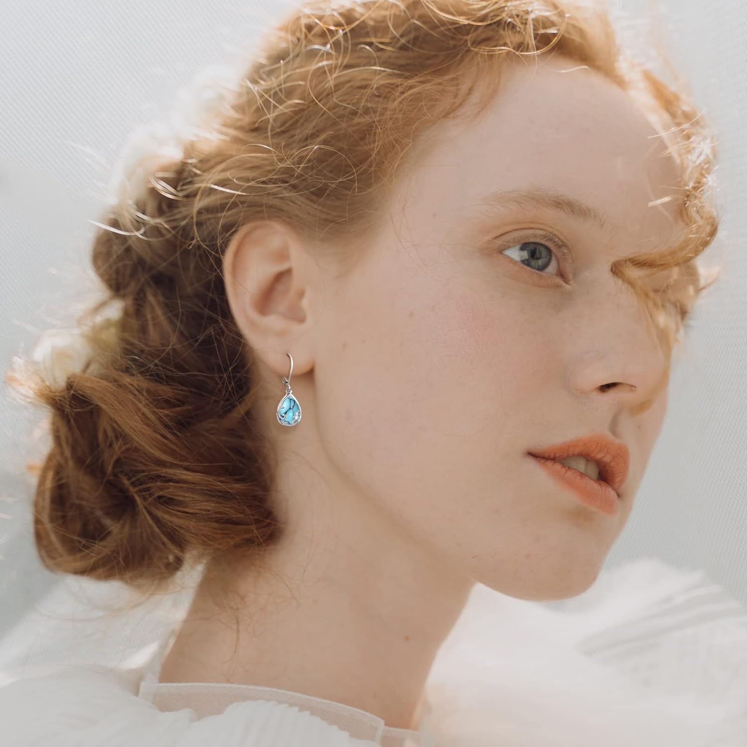 Dangle Earrings Sterling Silver Moonstone/Turquoise/CZ/Crystal Earrings for Women Tree of Life Animal Filigree Leverback Earrings Jewelry Gifts - Image 6