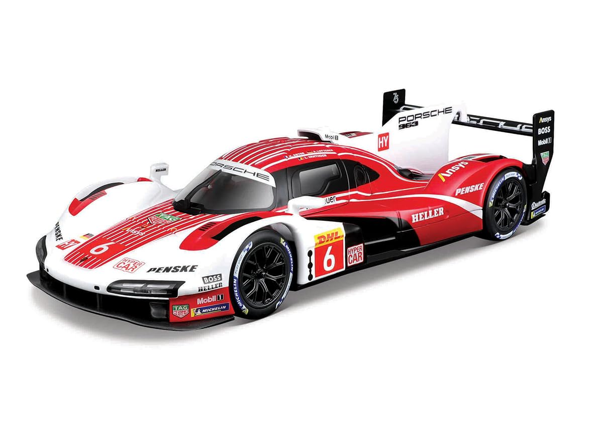 Bburago - 1/24 Scale Model Compatible with Porsche 963 9RD 4.6L Turbo V8 No.6 Season 2024 Racing Car Miniature Replica-image-2