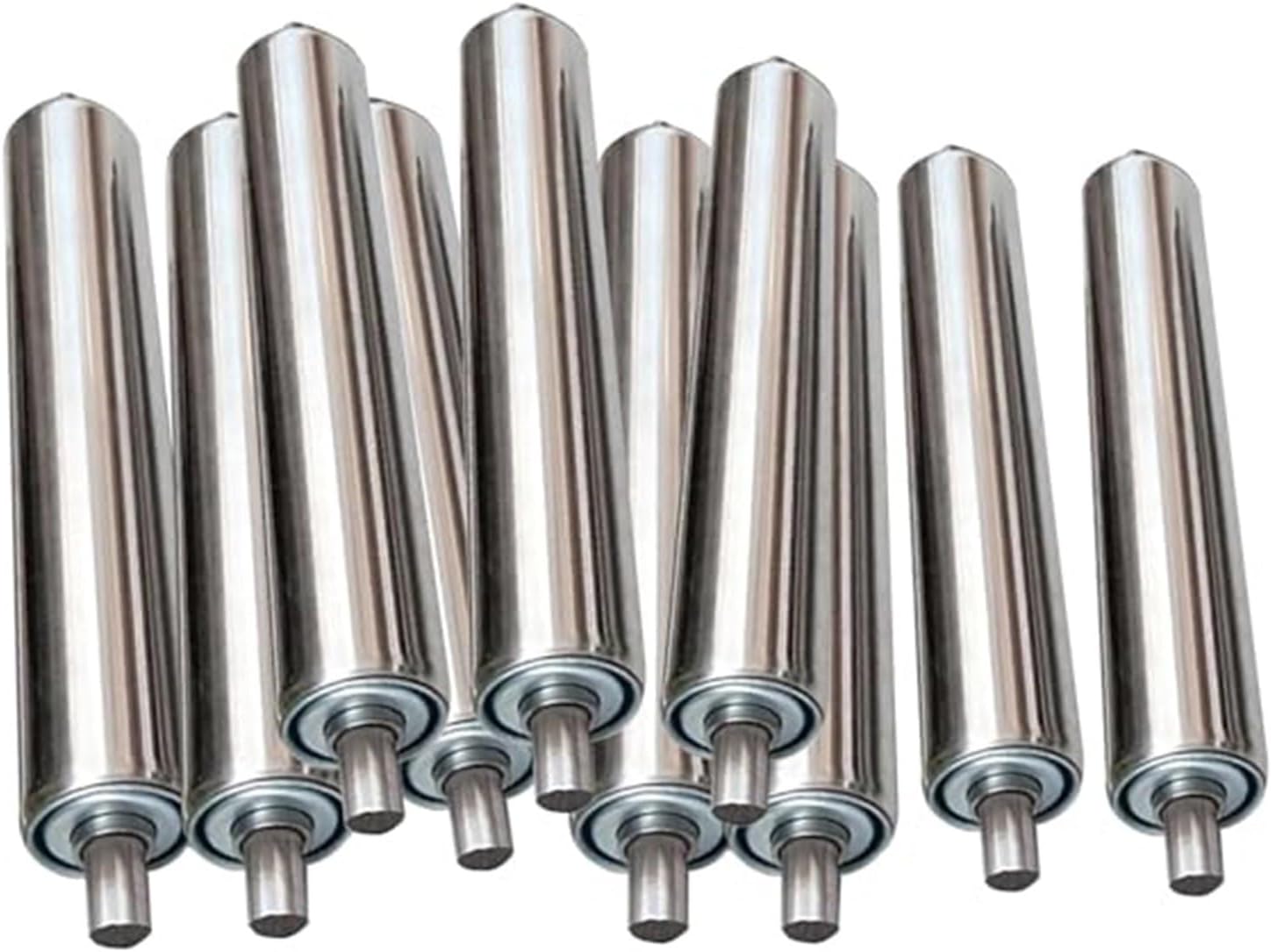 10 Pack Galvanized Steel Conveyor Rollers, Stainless Steel Gravity Rollers for Woodworking, Industrial Transmission Replacement, Various Diameters (D38mm, 800MM/31.5'')