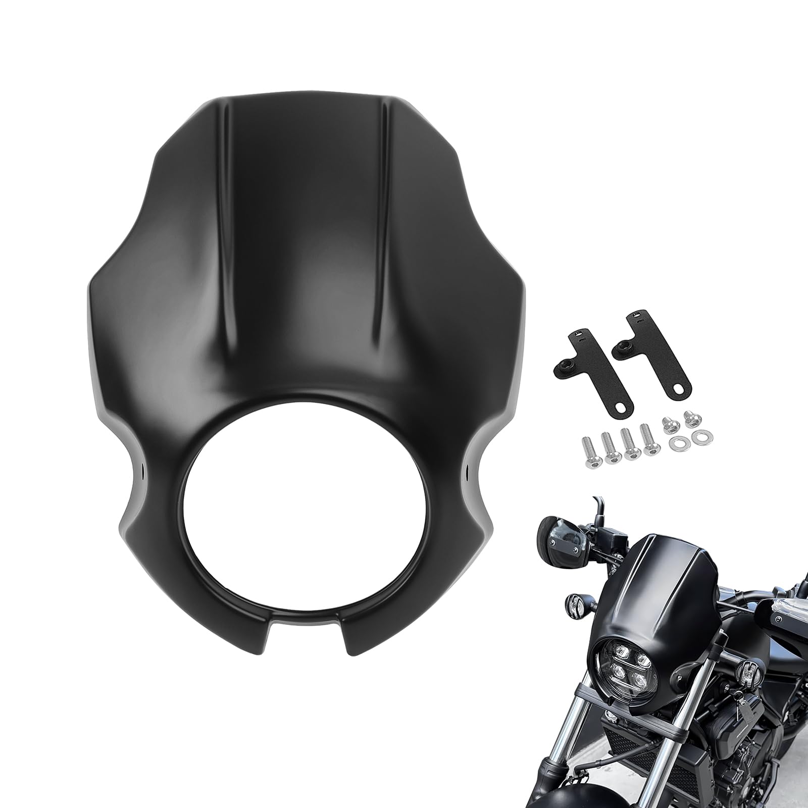 Motorrad-Scheinwerferverkleidung Frontverkleidung Gabelhalterung Scheinwerfermaske Kompatibel mit Honda Rebel CMX250/300/500 2020-2025 CMX1100 2021-2025 (Matt schwarz)