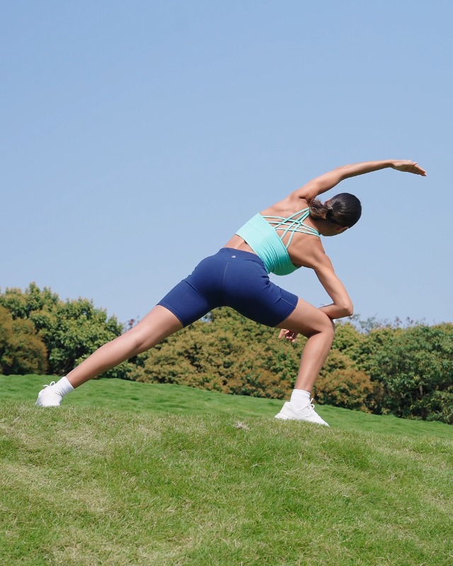 Short de sport extensible 2 en 1 femme - Bleu scandinave