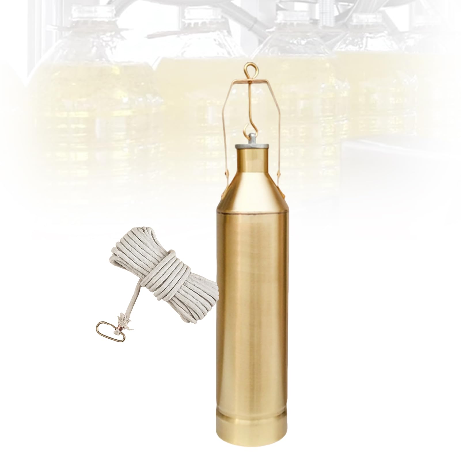 Récipient en laiton pour prélèvement d'huile 300 à 1000 ML avec une corde de 5m