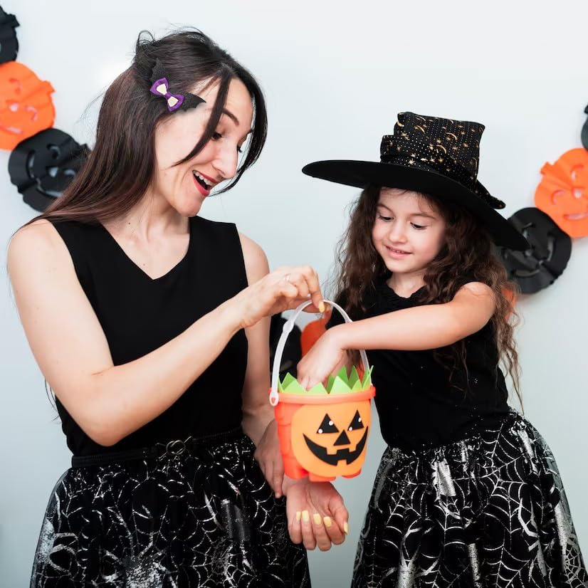 Miniatura 3 de 6 lazos para el cabello de Halloween, pinzas de cuero con purpurina, pinzas para el cabello, telaraña, grogrén, lazos para el cabello, accesorios