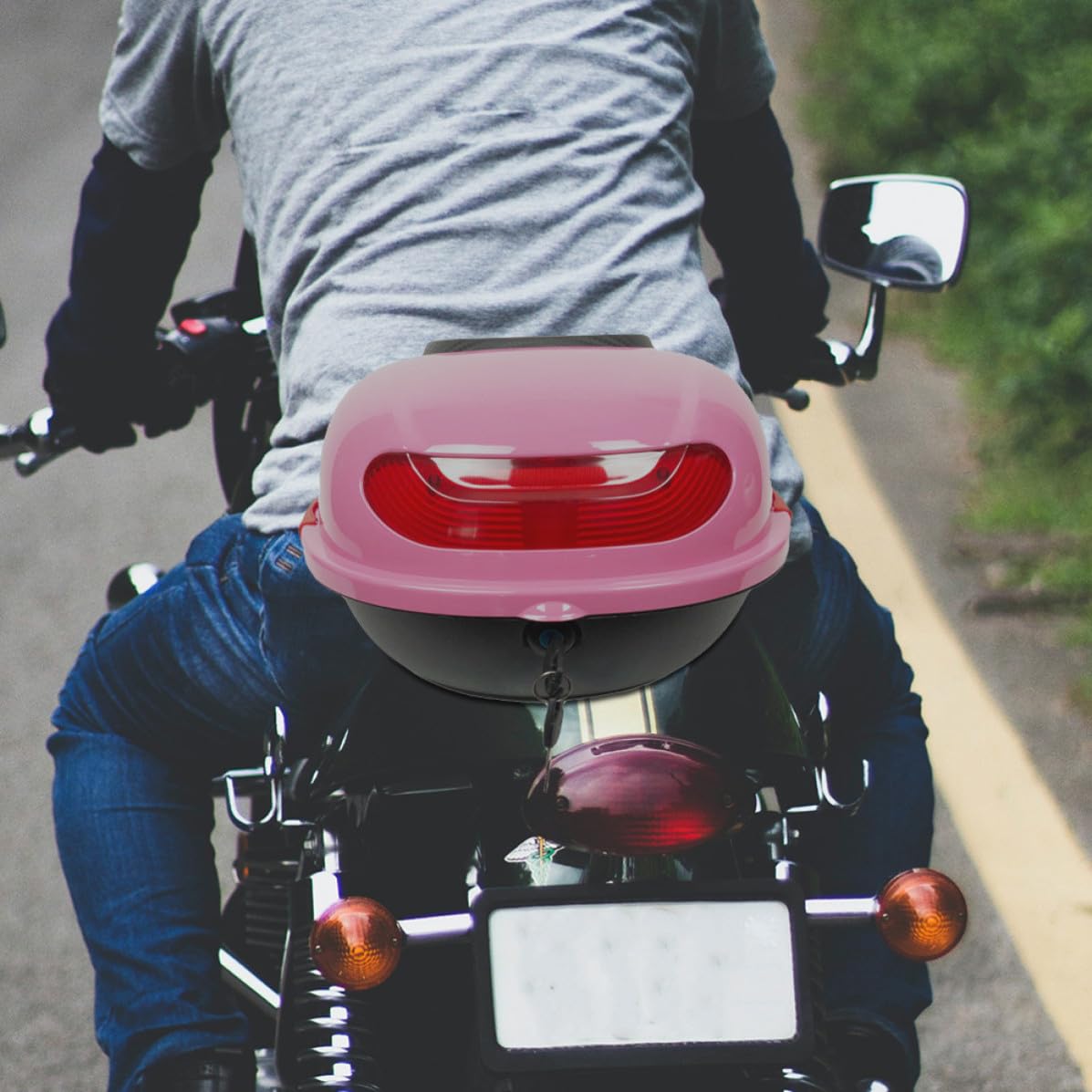 TOYANDONA Baúl Superior para Motocicleta de Material PP con Soporte para Maletero, Resistente al Desgaste y Amplio Espacio, Caja Trasera para Equipaje de Moto en Rosa, para Mujeres en