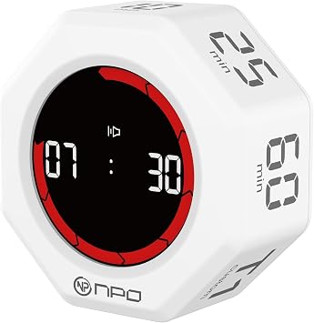 NPO NPT51 Alarml  G-Sens r Otomatik Zamanlay c l  K p Kronometre Pomodoro Motivasyon Saati Beyaz