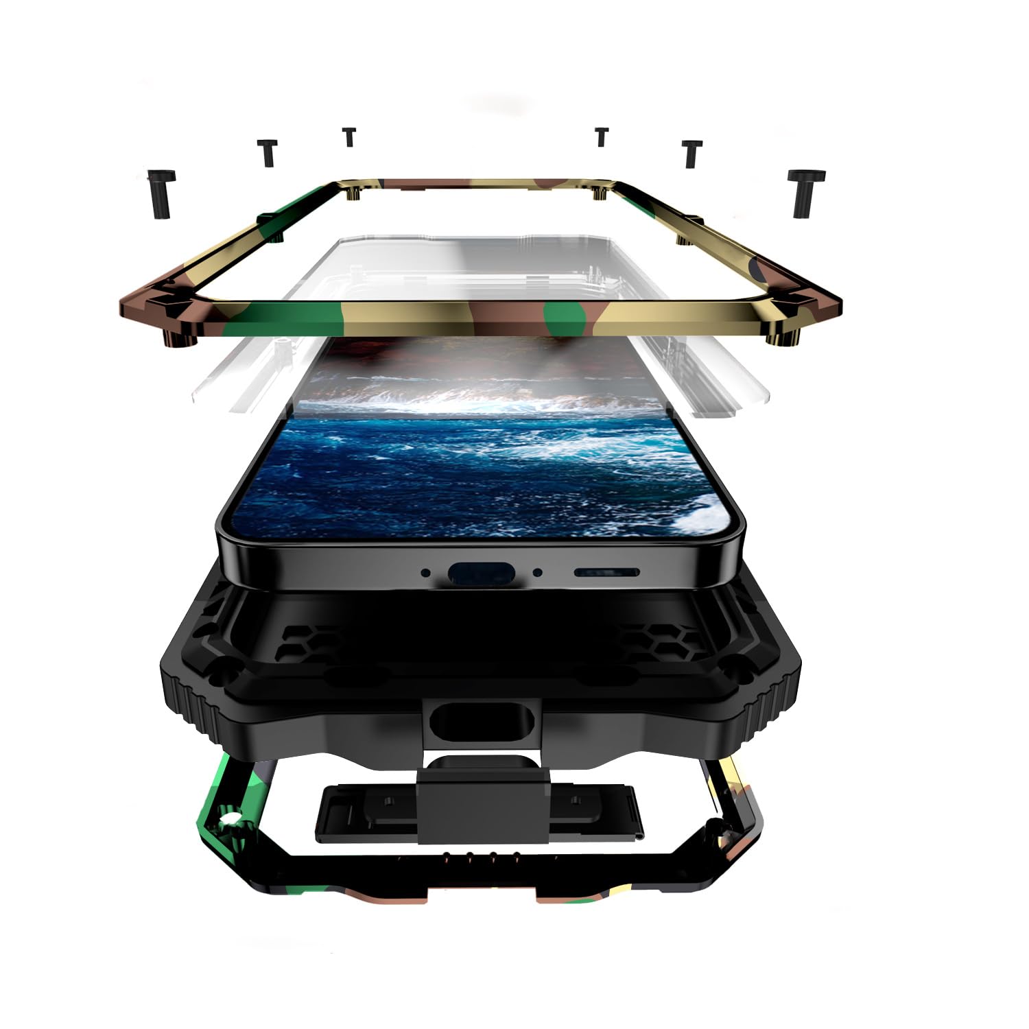 Lunivop Compatible with Samsung Galaxy S24 FE Case Metal Heavy Duty Phone Case Built-in Screen Protector Full Body Protective Dust Proof Military