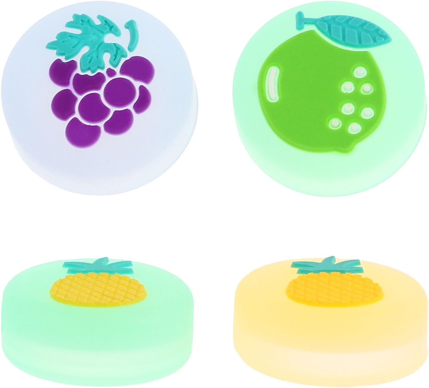 4Pcs Silicone Game Console Replacement Joystick Caps Cute Fruit Glow Design