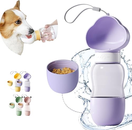 Botella de agua portátil para perro 2 en 1, dispensador de agua para mascotas, a prueba de fugas, tazón ligero para cachorros sobre la marcha, para