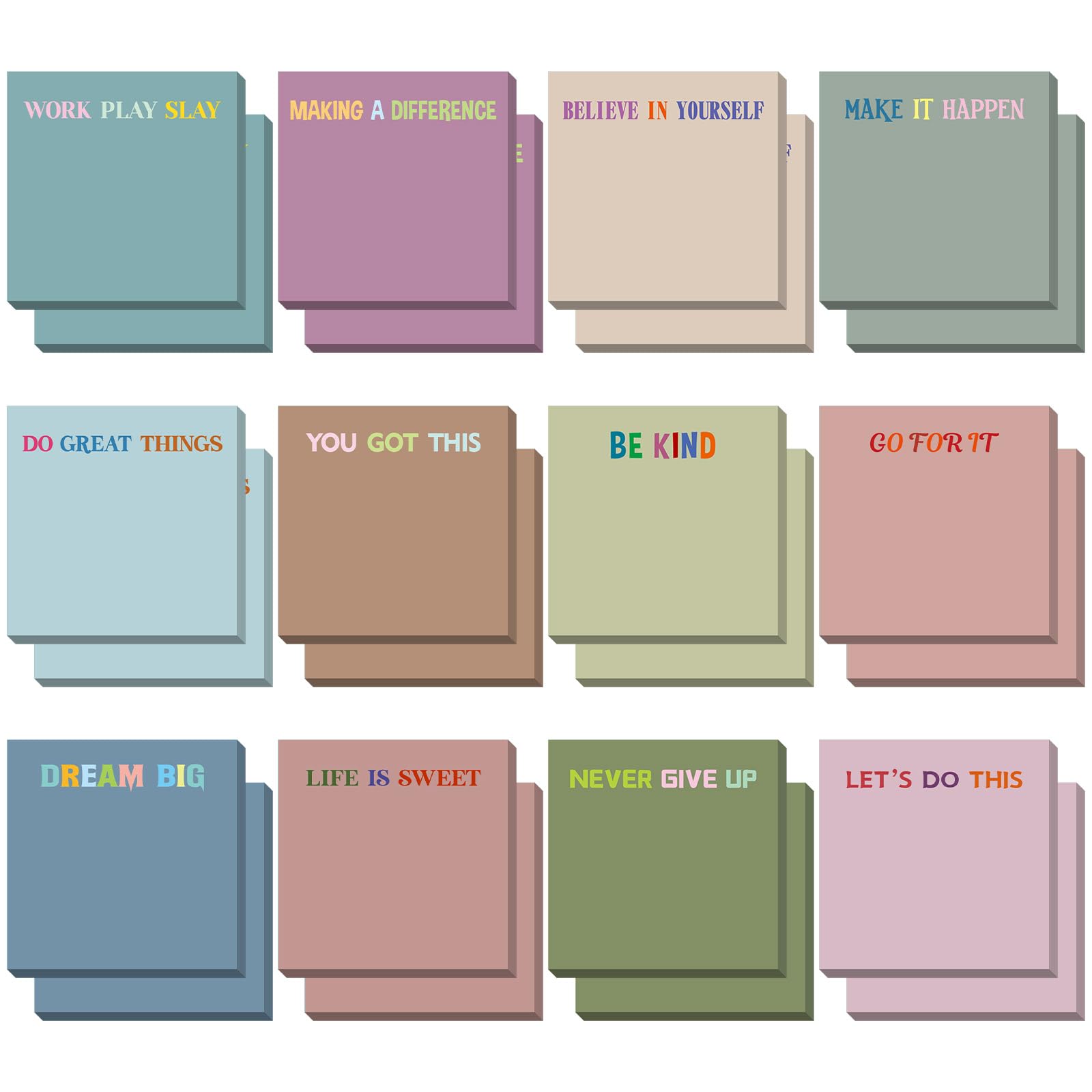 Yinder 24 Pcs Inspirational Sticky Notes Thank You Gift Motivational Sticky Note Pad Employee Appreciation Week Gift Bulk for Coworker Teacher Nurse