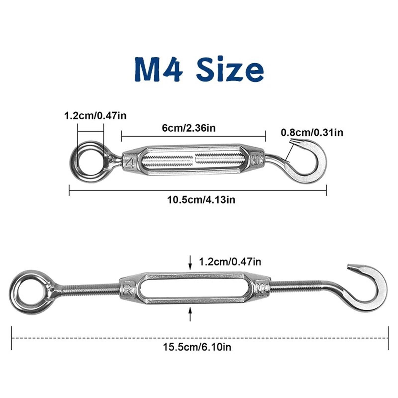5 tensores de alambre M4 for jardín, tensores de alambre for enrejado de alambre(M4,6pcs)