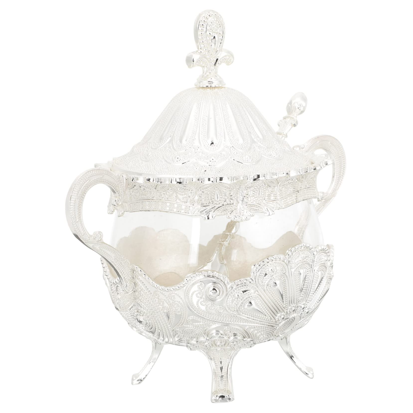 HEALEEP Decorative Condiment Jar with Lid Vintage European Container for Kitchen Supplies Storage Pot for Salt Pepper Chili Easy to Clean