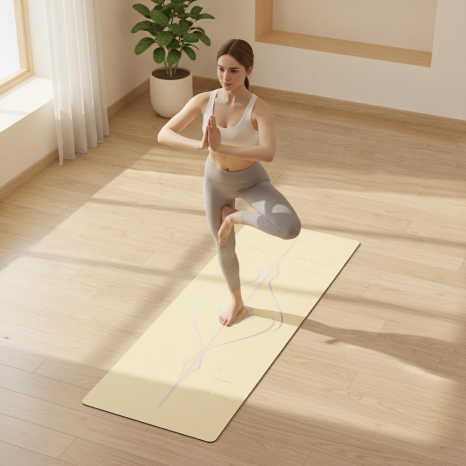 Yogamatte gedämpft Yogamatte mit Kautschuk-Unterseite gepolstert Pilatesmatte für Yogis, Yogastätte, Zuhause