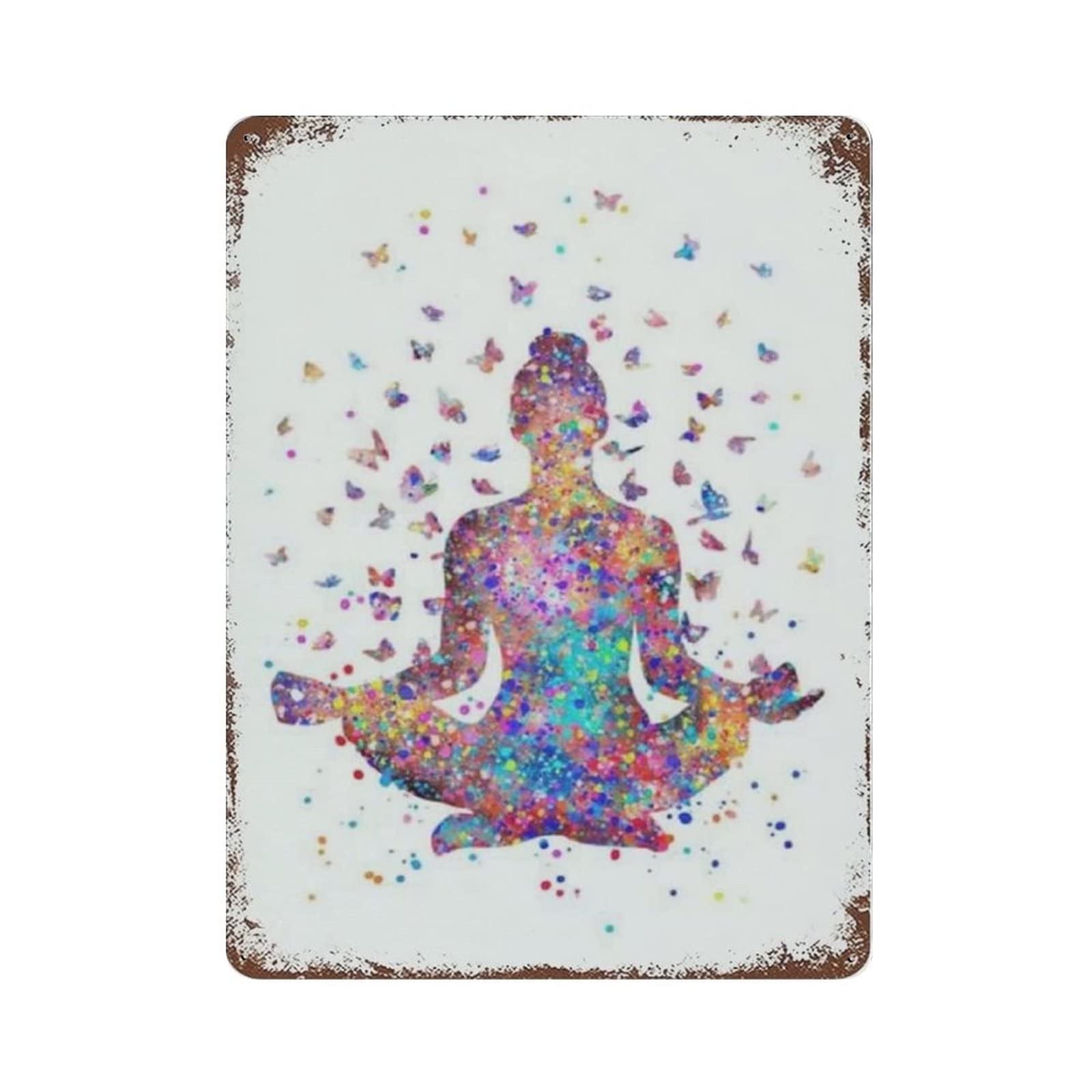 AOOEDM Yoga Girl Metal Tin Signs for Man Cave Funny Art Wall Plaque Kitchen Bar Sign Coffee Shop Garage Wall Decor Hanging Decor