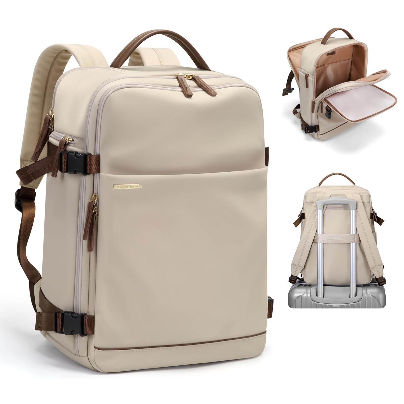 Laptop Backpack with Separate Laptop Compartment Fits 15.6 Inch Notebook Large Capacity Computer Bag for Women Work Travel College Backpacks (Apricot)