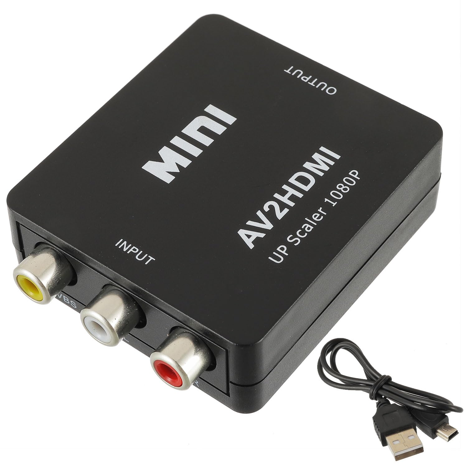 Konwerter RCA na HDMI 1080P Mini Composite CVBS Audio Video PAL/NTSC USB Czarny