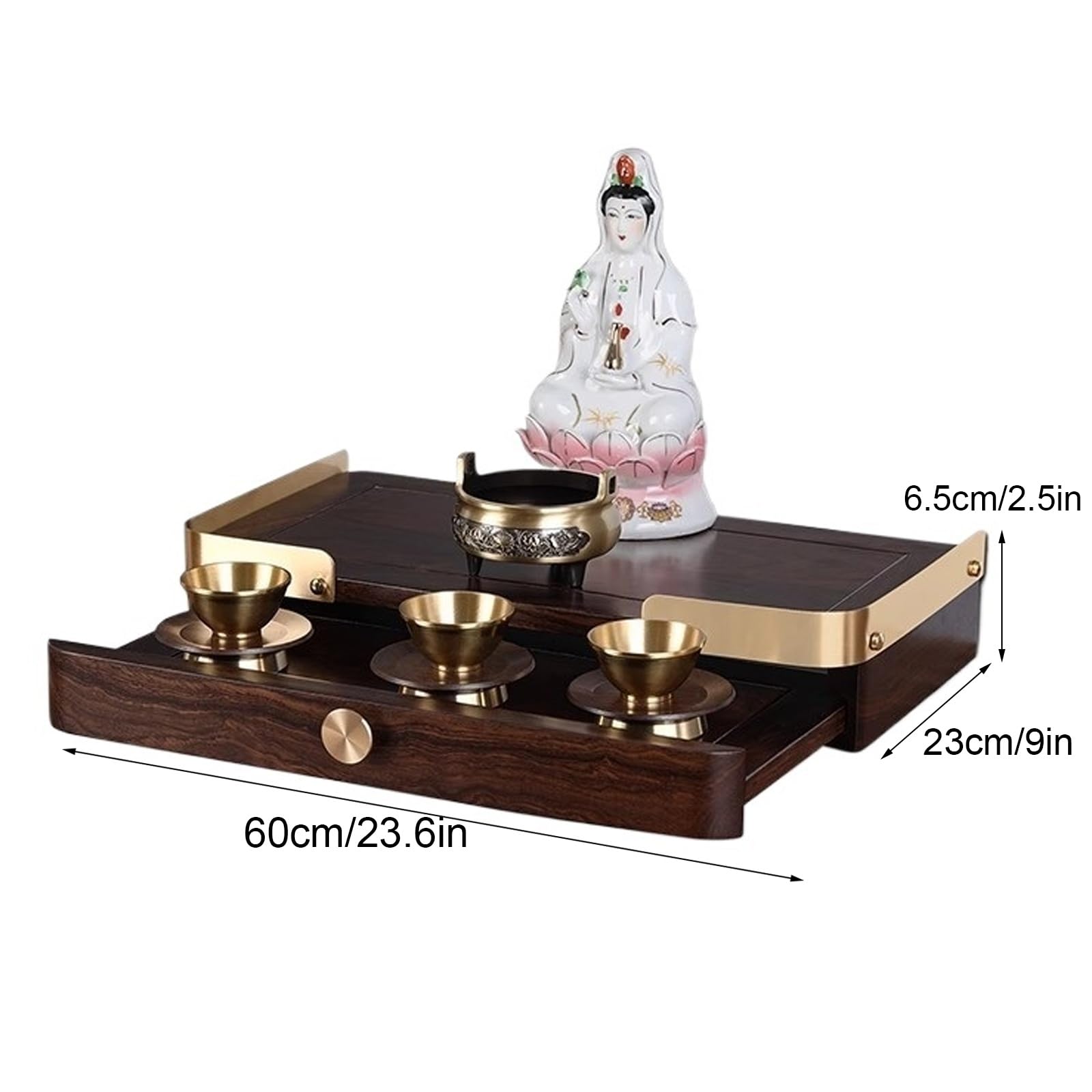 Estante de pared de madera con cajón, vitrina compacta para espacios pequeños