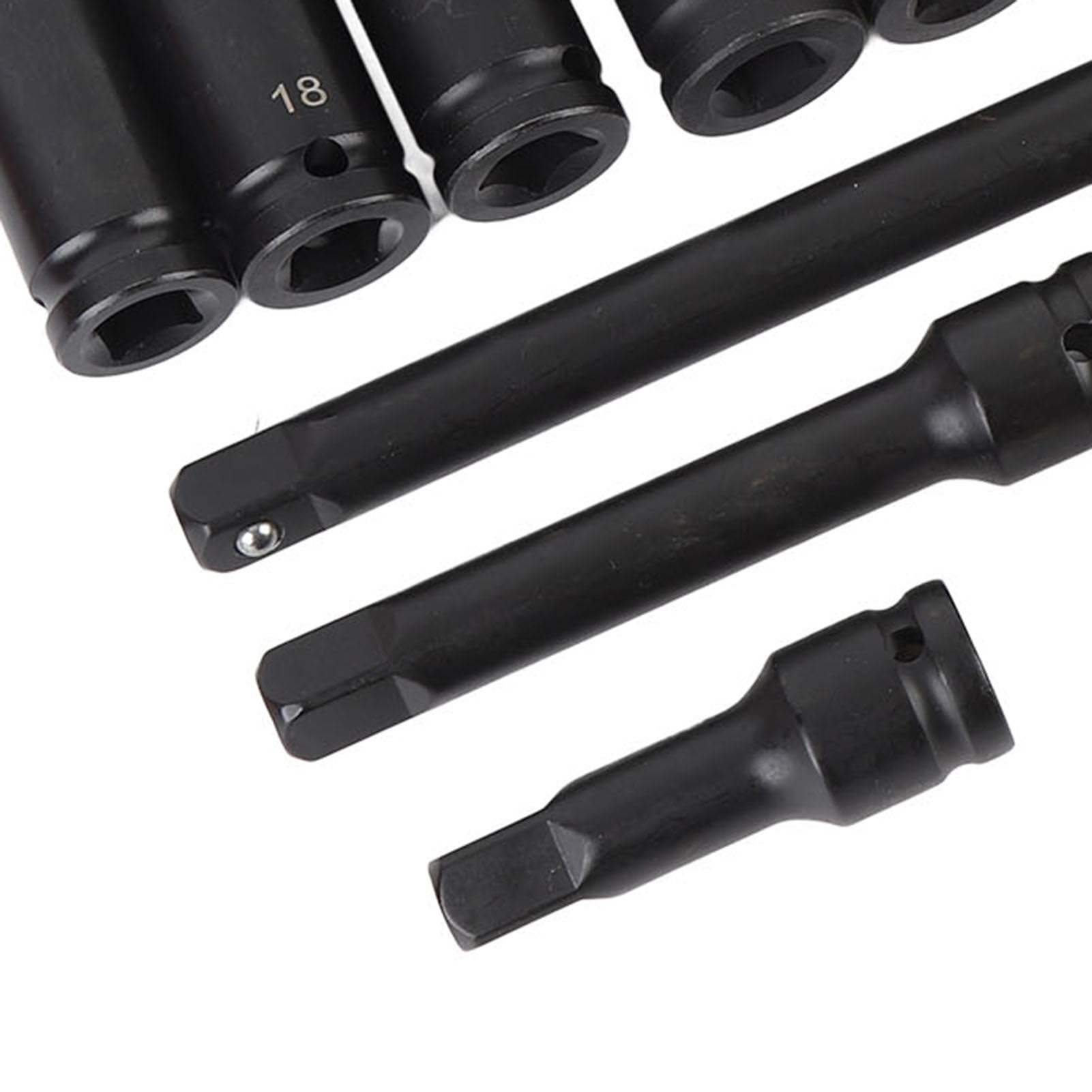 18 szt. 1 2-calowy Zestaw Nasadek Udarowych CRV Metryczny Zestaw Nasadek Udarowych 10 do 24 Mm 6-punktowy z Przedłużaczami 3 Cali 5 Cali 10 dla Mechaników Naprawy Samochodów