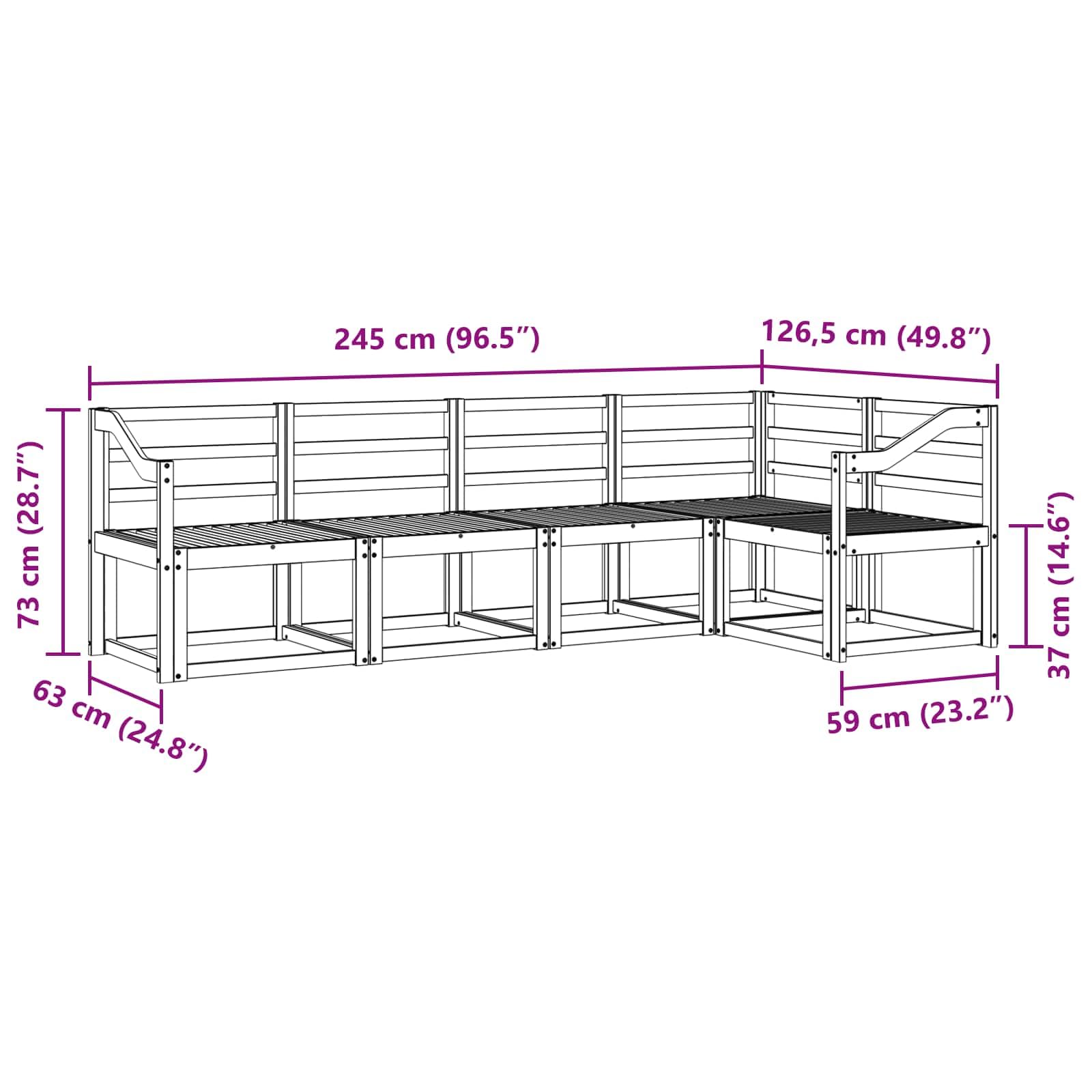 vidaXL Zestaw sof na zewnątrz 5 pcs Biały Lite Drewno Akacji, Ogród, nowoczesna sofa ogrodowa, narożnik, odporne na pogodę siedziska na taras, komfortowa strefa relaksu