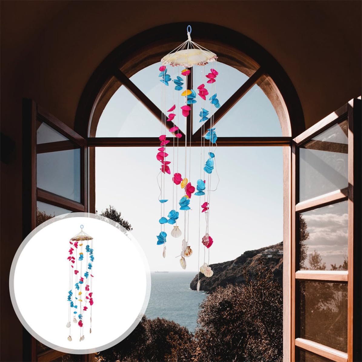 Campanello a Vento Conchiglie, Decorazione Esterna Colorata, 2 Pezzi