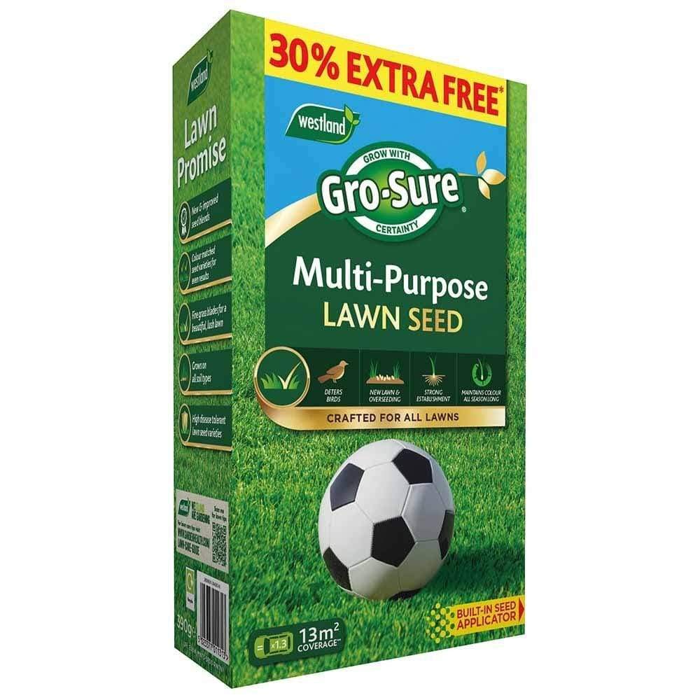 Westland Horticulture 20500301 Gro-Sure Multi-Purpose Lawn Seed 10m2 + 30% Extra Included (13m2)