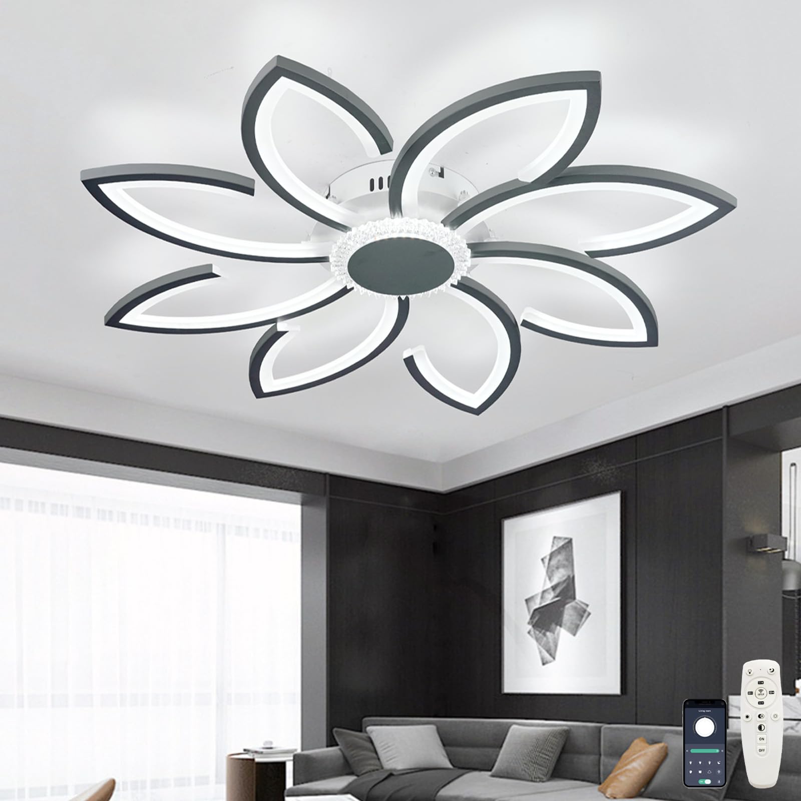 Plafonnier LED Moderne en grande fleur pour illuminer et décorer votre chambre à coucher