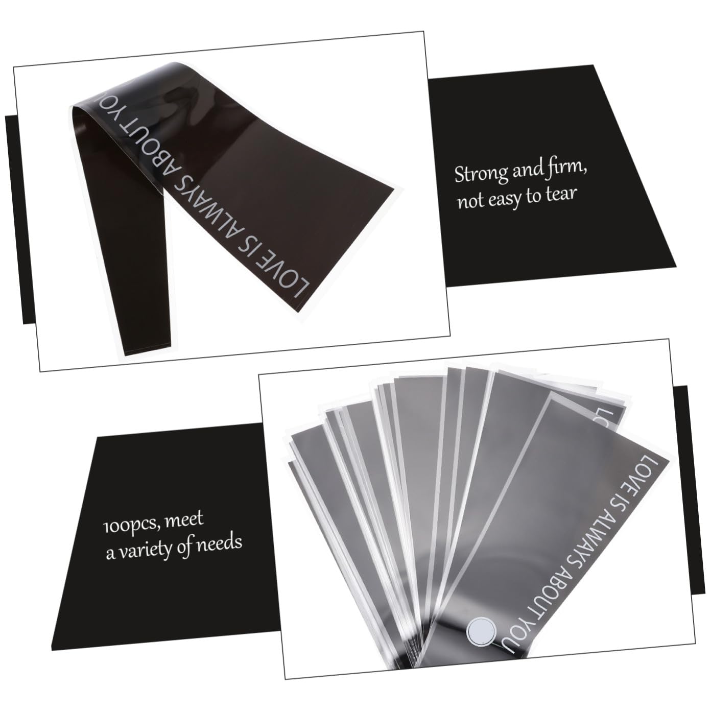 100pcs Black OPP Flower Wrapping Sleeves Single Bouquet Packaging Covers Floral Arranging Supplies for Florists and DIY Crafting