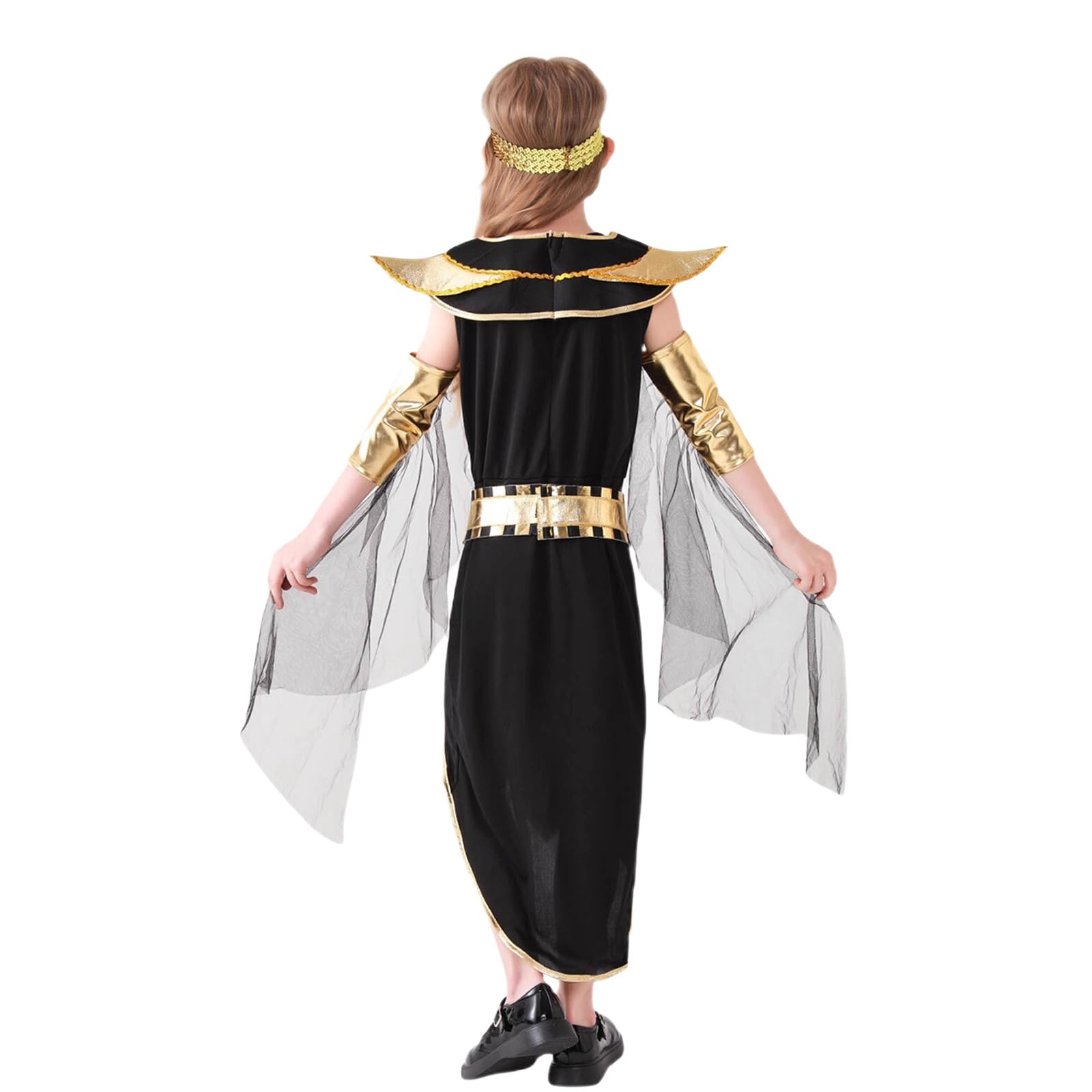 Générique enfant cour déguisement jeu rôle historique cosplay fête médiéval élégant reine princesse dame tenue spectacle cérémonie (Black, 130)