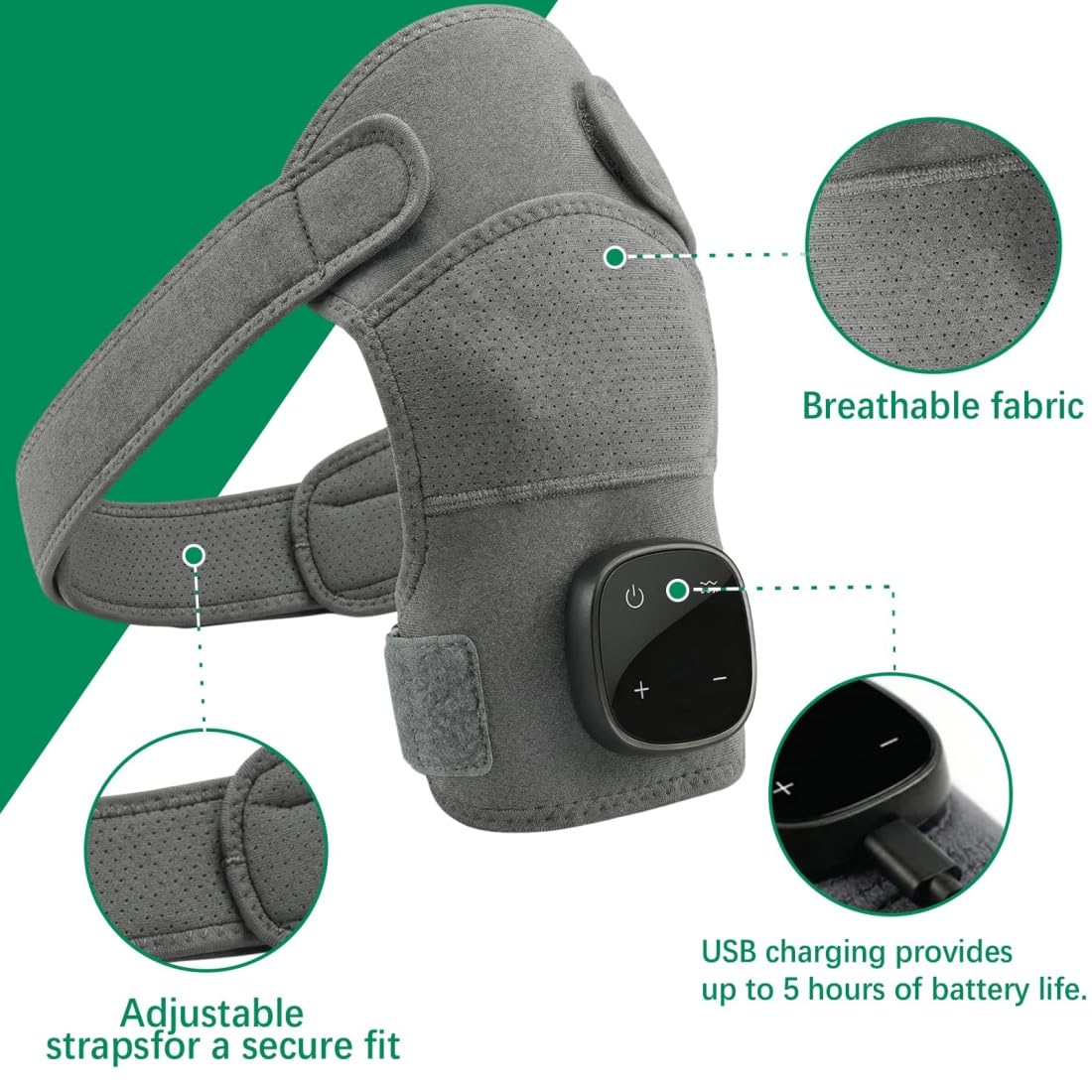 Masajeador de Hombros Triple Method, Almohadilla Térmica de Hombro, almohadilla térmica inalámbrica para masaje de hombro, para Aliviar el Dolor de Hombros y Músculos