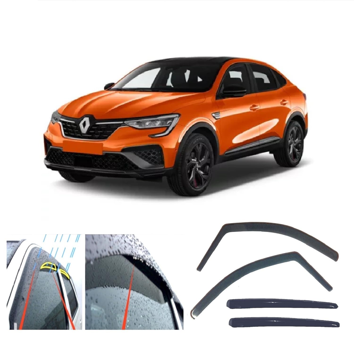 4x Deflectores de Lluvia para Parabrisas para Renault Arkana/Arkana E-TECH 2021 2022 2023 2024 2025