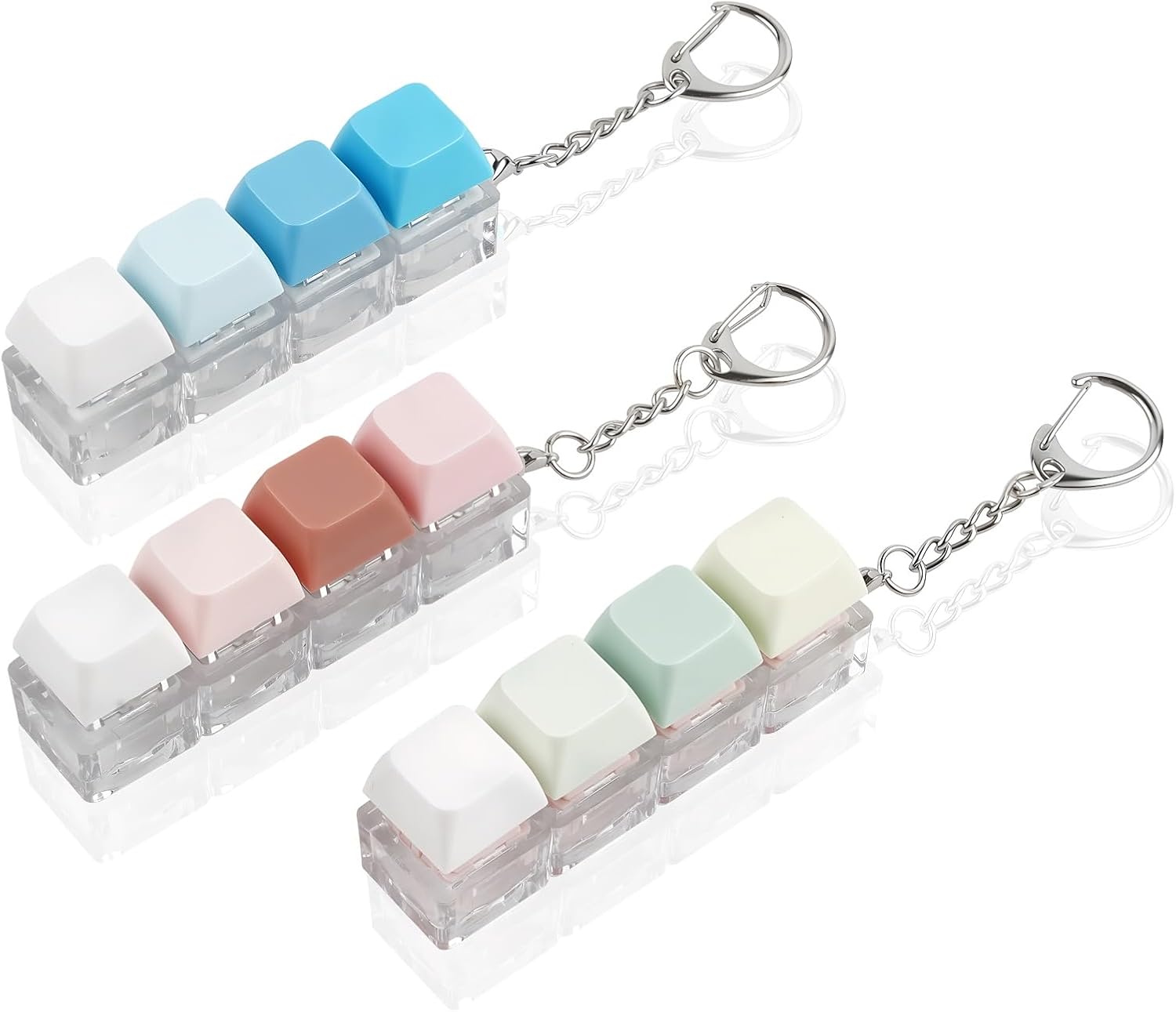 3 Packs Keyboard Fidget Toy, Clicky, Creamy & Silent 3 Types of Sound Keycap Keychain, Stress Relief Toys Adults - Helps Stay Focused and Ease Anxiety at Work or Travel