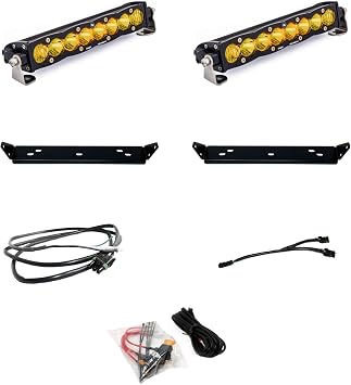 Baja Designs S8 10-inch LED Bar Dual Behind Grille Light Kit for Ford F-150 Raptor 2021+ Truck Driving/Combo; Amber
